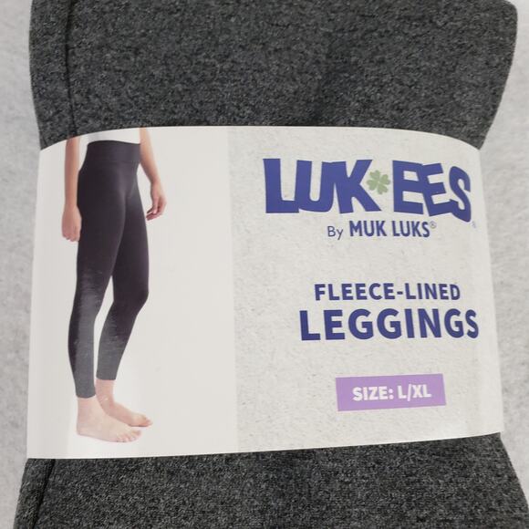 Muk Luks Women's Size L/XL Fleece Lined Leggings Solid Gray Neutral Basic Comfy - Picture 1 of 4